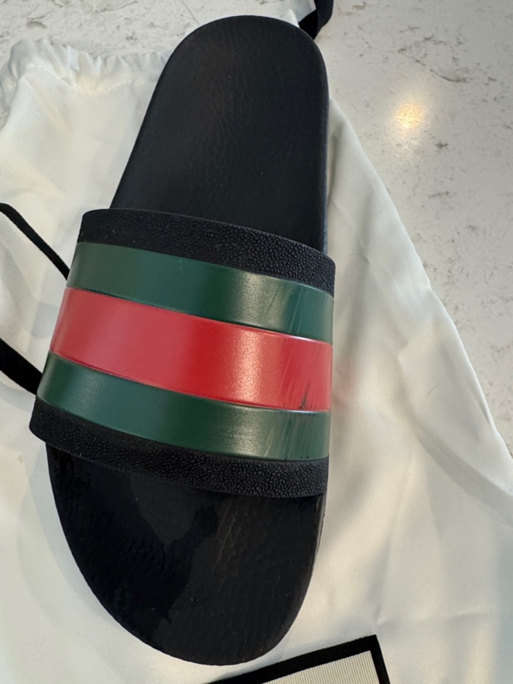 Gucci Black Slides with Red and Green Web Stripe - Picture 2 of 3